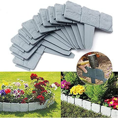 GARVEE 10pcs Garden Landscape Edging Border, Garden Edging Border Imitation Stone Brick Plant Plastic Fencing Lawn Plant Border DIY Decorative Flower Grass Bed Border for Outdoor Patio Balcony Yard