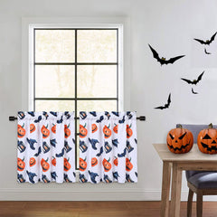 GARVEE Fashionwu Halloween Short Cafe Curtains Pumpkin Half Kitchen Curtains, Farmhouse Small Window Curtains for Bathroom Bedroom Office Dorm, 27