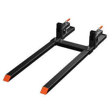 GARVEE 60" Pallet Forks, 4000 lbs Capacity Clamp on Pallet Forks for Tractor Skid Steer Loader Bucket, Heavy Duty Quick Attach Forks with Adjustable Stabilizer Bar (24-40")