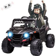 GARVEE 12V Kids Car: Ride-On Truck, Remote, Suspension, LED, 1.8-3.7 MPH, MP3, Engine Sound, ASTM Certified, for 3-7 Years - Black