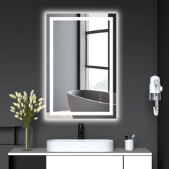 GARVEE LED Bathroom Mirror 24x36 Inch Vanity Mirror with Frontlit and Backlit, Anti-Fog, 3-Colors Brightness Adjustable Dimmable Lights, Shatter-Proof, Horizontal/Vertical, Wall Mounted, Perfect for Makeup and Skincare