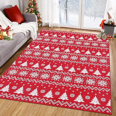 GARVEE Washable Christmas Area Rug Christmas Snowflake Area Rugs Carpet Holiday Decorative Carpet Rug Velvet Foldable Coffee Table Accent Rug Farmhouse Dining Table Rug Bedroom Decor, 4' x 6'