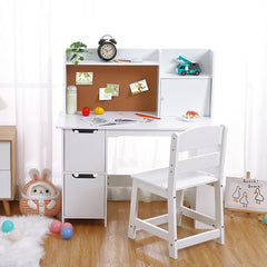 GARVEE White Study Desk and Chair Set with Storage - Kids' Learning Table for Boys and Girls, Ages 3-8