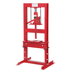 GARVEE Hydraulic Shop Press, 6-Ton Benchtop Hydraulic Shop Press With Press Plates, H-Frame Garage Floor Press, Adjustable Working Table Height, Red