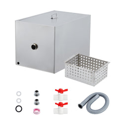 GARVEE Commercial Grease Trap, 40 lbs Stainless Steel Interceptor with Side Inlet, 13 GPM Grease Interceptor Trap for Restaurant Canteen Factory Home Kitchen