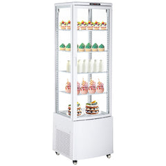 GARVEE Commercial Refrigerator Display, 235L/8.3 Cu. Ft Display Refrigerator Pastry, Countertop/Floor Refrigerator, Double-Layered Glass Display Refrigerator with Wheels, Led Lights, Auto Defrost