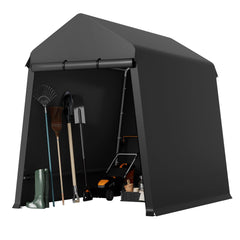 GARVEE 7X12FT Heavy Duty Outdoor Shed,Portable Storage Shed,with 2 Rolled Up Zipper Doors,Vents Carports & Waterproof Cover Temporary Shelter for Motorcycle,Gardening Tools and Generator(black)