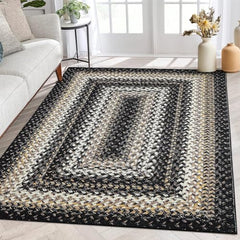 GARVEE Washable Rug 4x6 Boho Rug Small Living Room Area Rug Indoor Throw Floor Carpet Farmhouse Rug Modern Rug Braided Rustic Area Rug for Bedroom Kitchen, Black