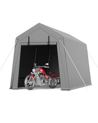 GARVEE Storage Tent Sheds 6x8 FT, Portable Shed with Rolled up Zipper Door, Waterproof, Storage Tent Heavy Duty for Motorcycle, Bike, Firewood, Garden Tools, Grey