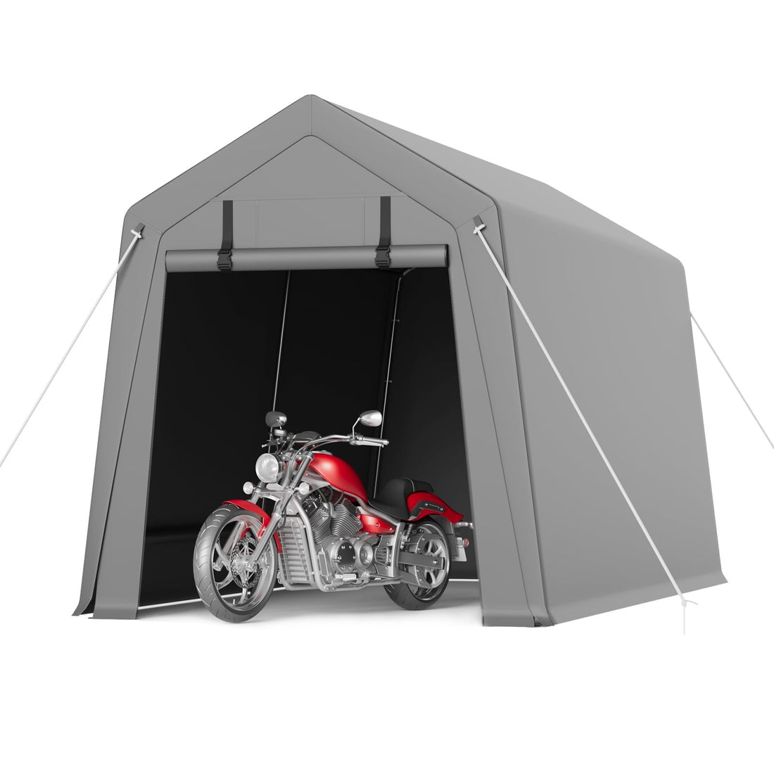 GARVEE Storage Tent Sheds 6x8 FT, Portable Shed with Rolled up Zipper Door, Waterproof, Storage Tent Heavy Duty for Motorcycle, Bike, Firewood, Garden Tools, Grey