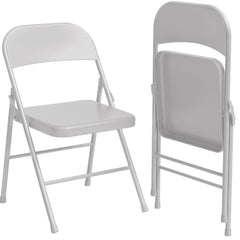 GARVEE Folding Chairs 2 Pack, Foldable Chairs with Metal Frame Hold Up to 350 Pounds, Portable Grey Folding Chairs Suitable for Dining Room, Living Room, Office, Indoor and Outdoor Events