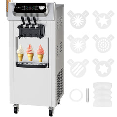 GARVEE Commercial Soft Ice Cream Machine 3 Flavors Clean Led Panel Perfect for Restaurants Snack Bar Supermarkets 2200W