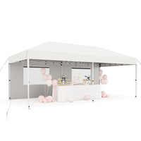 10'x 20' Pop up Canopy Tent with 210 D Oxford Fabric, Portable Instant Commercial Canopy Including 2Pcs Sidewalls 12 Stakes 6 Sandbags for Farmers' Market, Wedding Event, Camping-White