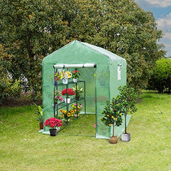 GARVEE Walk in Greenhouse for Outdoor,Garden Green House with Mesh Windows & Roll-up Door,3 Tier Plant Greenhouse with Anchors and Ropes for Frost Protection and Seedling Flowers Growing 84 x 56 x 78 inch