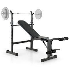 GARVEE Adjustable Olympic Weight Bench Barbell Rack Set,Foldable Workout Bench Press Set with Squat Rack,Leg Exercises,Home Gym Equipment for Flat Incline Decline Weight Lifting and Stre black One size