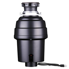 GARVEE Garbage Disposal 1 Hp, Continuous Feed Noise Insulation Food Waste Disposal, Stainless Steel 4 Stage Grinding, With Dishwasher Connection, Splash Guard, Elbow, for Kitchen Sink, Black