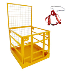 GARVEE Forklift Safety Cage, 43 x 45 inches Forklift Basket, 1300 lbs Capacity Folding Forklift Work Platform with with Safety Harness, Collapsible Aerial Platform for Lifting Loader