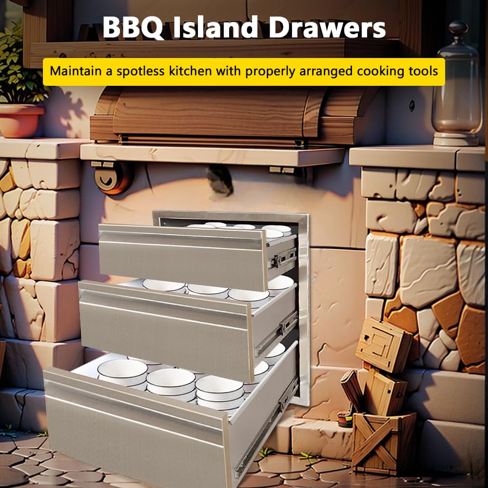 GARVEE Stainless Steel SingleLayer BBQ Drawers for Outdoor Kitchen - 1