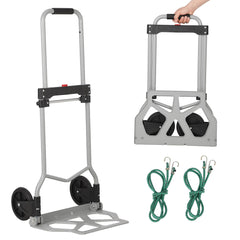 GARVEE Folding Hand Truck Portable Foldable Dolly Cart, Lightweight Portable Folding Dolly Cart, 180lbs Capacity, with Bungee Cord, Silent Wheels, Telescoping Handle, Dual Bearings