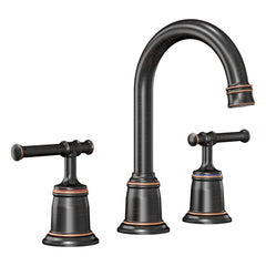 GARVEE Classical 8 inch Bathroom Faucet, Bathroom faucets for Sink 3 Holes, Widespread Brushed Nickel Bathroom Faucet with Pop Up Drain and cUPC Lead-Free Hose - Oil Rubbed Bronze / 8 Inch