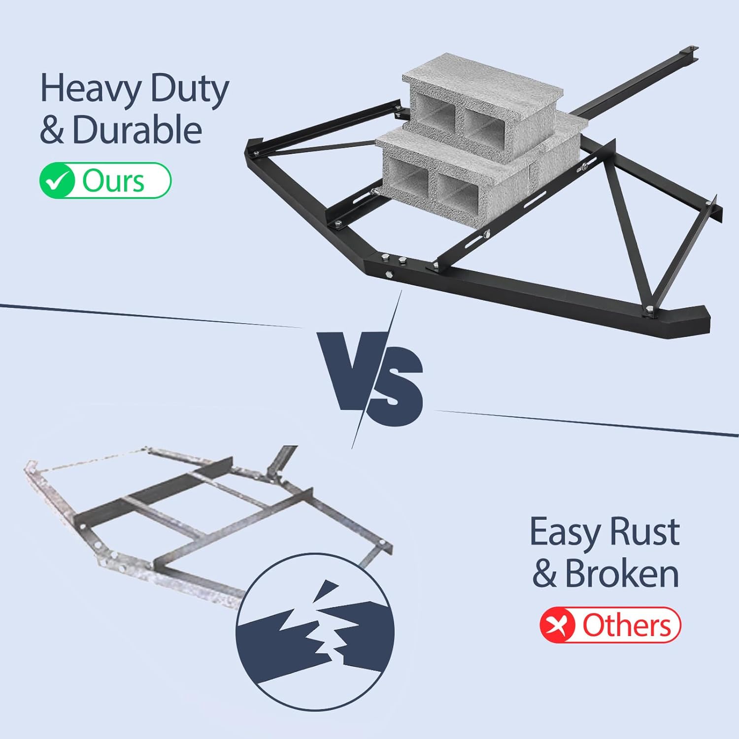 GARVEE 74 Inch Width Driveway Drag with 3 Sets Adjustable Bolts & 2 Reinforcement Bars, Tow Behind Drag Harrow with Pin-Style Hitch for ATVs UTV