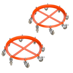 GARVEE Two-Piece 55 Gallon Drum and Barrel Dolly, 2000 LBS Capacity Dolly with 8 Caster Wheels, Trash Can Dolly Non-tipping Hand, Orange Steel Frame Dolly