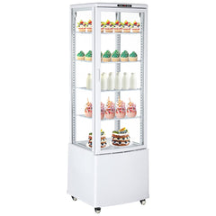 GARVEE Commercial Refrigerator Display, 215L/7.6 Cu. Ft Display Refrigerator Pastry, Countertop/Floor Refrigerator, Double-Layered Glass Display Refrigerator with Wheels, Led Lights, Auto Defrost