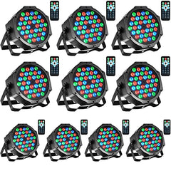 Garvee Dj Lights, 36 LED Par Lights Stage Lights with Sound Activated Remote Control & DMX Control, Stage Lighting Uplights for Wedding Club Music Show Christmas Holiday Party Lighting - 10 Pack