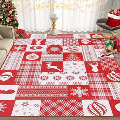 GARVEE Christmas Rug Area Rug 6x9 Washable Rug Carpet for Living Room, Bedroom Dining Room Kitchen Office Nursery Non-Slip Christmas Decor,Red