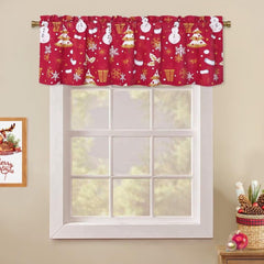 GARVEE Christmas Velvet Valance Curtains 1 Pack Falling Snowflake and Xmas Socks Kitchen Valance for Window Rod Pocket Design Cafe Valance for Living Room Bedroom Decor, 52