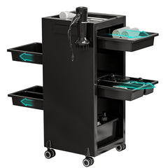 GARVEE Salon Trolley Cart, Hair Salon Station Equipment, SPA Salon Tray Hair Cart 4 Drawers & 2 Storage Baskets, Salon Tool Storage Trolley Rolling Cart Multipurpose Tool Salon Cart for Hair Stylist