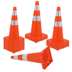 GARVEE Traffic Cones , PVC Safty Cones with reflective tape, Orange Cones for Parking, Construction, Training, Sports, Caution, Road Cones - 28 Inch/12 Pack