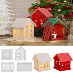 GARVEE Christmas Silicone Cast, 4PCS House Shape Silicone Model, Clay Resin Handmade Soap Cast with Roof & Base & 2 Side Models for Craft Enthusiasts Gifts Love house 4-piece model One size