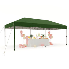 GARVEE 10'x 20' Pop up Canopy Tent with 210 D Oxford Fabric, Portable Instant Commercial Canopy Including 12 Stakes 6 Sandbags for Farmers' Market, Wedding Event, Outdoor Camping-Green