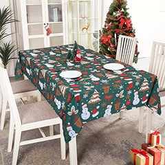 GARVEE Christmas Table Clothes for Rectangle Tables Indoor Outdoor Table Covers Waterproof Snowman Decorative Table Cloth for Party Dining Banquet Home (Hunter Green, 57 x 120 inch)