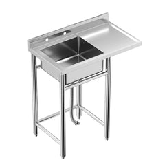 GARVEE Stainless Steel Freestanding Sink,Faucet,Worktop for Restaurant - 36*21*40inch Sink Only