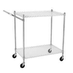 GARVEE Commercial Grade Utility Cart, 2 Tires Wire Rolling Cart, Steel Service Cart with Wheels, Food Storage Trolley for Restaurant,Kitchen, Low Handle