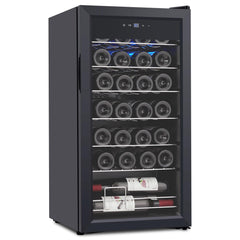 Wine Fridge 177 Bottle, Wine Cooler Refrigerator with 41~64°F Digital Temperature Control, Wine Refrigerator Freestanding for Red White Wine, Champagne, Beer with Blue Interior Light - 28 Bottles (B Type)