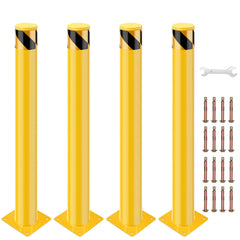 GARVEE Safety Bollard Post, 36 x 4.5 inch Steel Traffic Parking Barrier Bollards, Yellow, 4 Pack