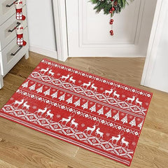 GARVEE 8x10 Christmas Area Rug Christmas Patchwork Pattern Floor Cover Machine Washable Indoor Carpet Rug Decorative Non Slip Accent Rug for Kitchen Bathroom Living Room Bedroom