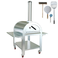 GARVEE Pizza Oven | Outdoor Portable Stainless Steel Charcoal Pizza Oven With Insulation and Dual Table Tops | Includes Pizza Cooking Accessories | Perfect for Backyard and Camping(32x32x80IN)