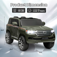 GARVEE 12V Toyota Land Cruiser Kids' Car: Remote, LED, 3 Speeds, Dual 45W Motors, USB Music, Seat Belt, CPC & ASTM Approved - Green