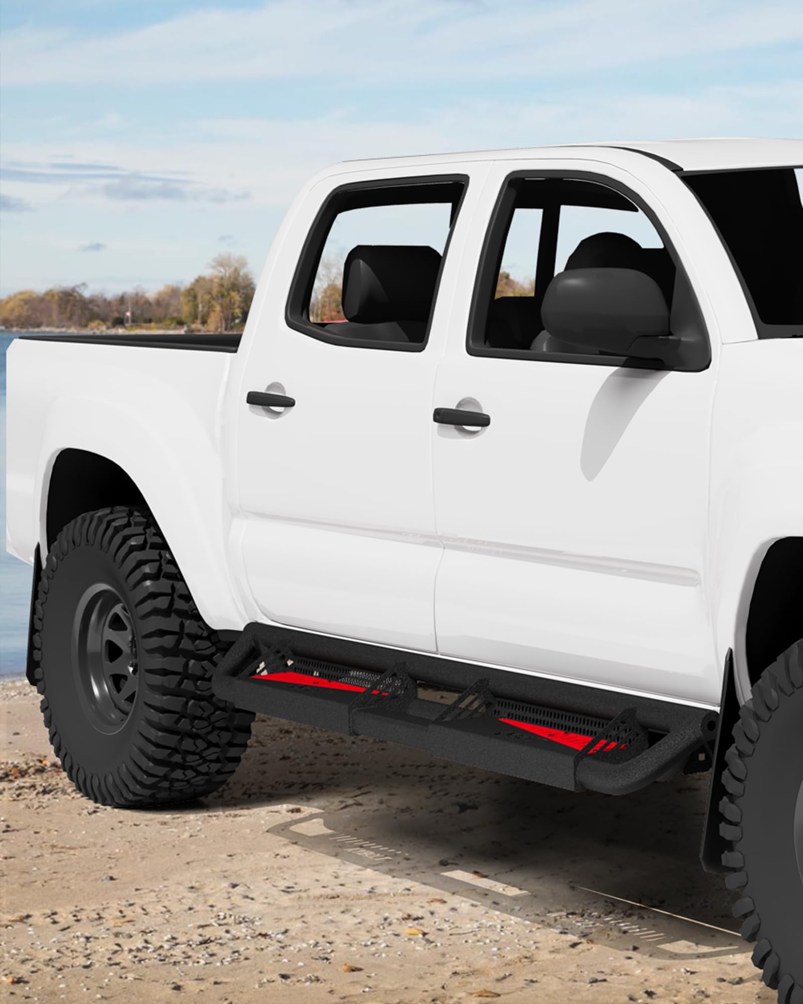 Running Boards Compatible with 2005-2023 Toyota Tacoma Double Cab,Steel Rock Slider for 2005-2023 Toyota Tacoma Double Cab,Steel Side Steps Nerf Bars