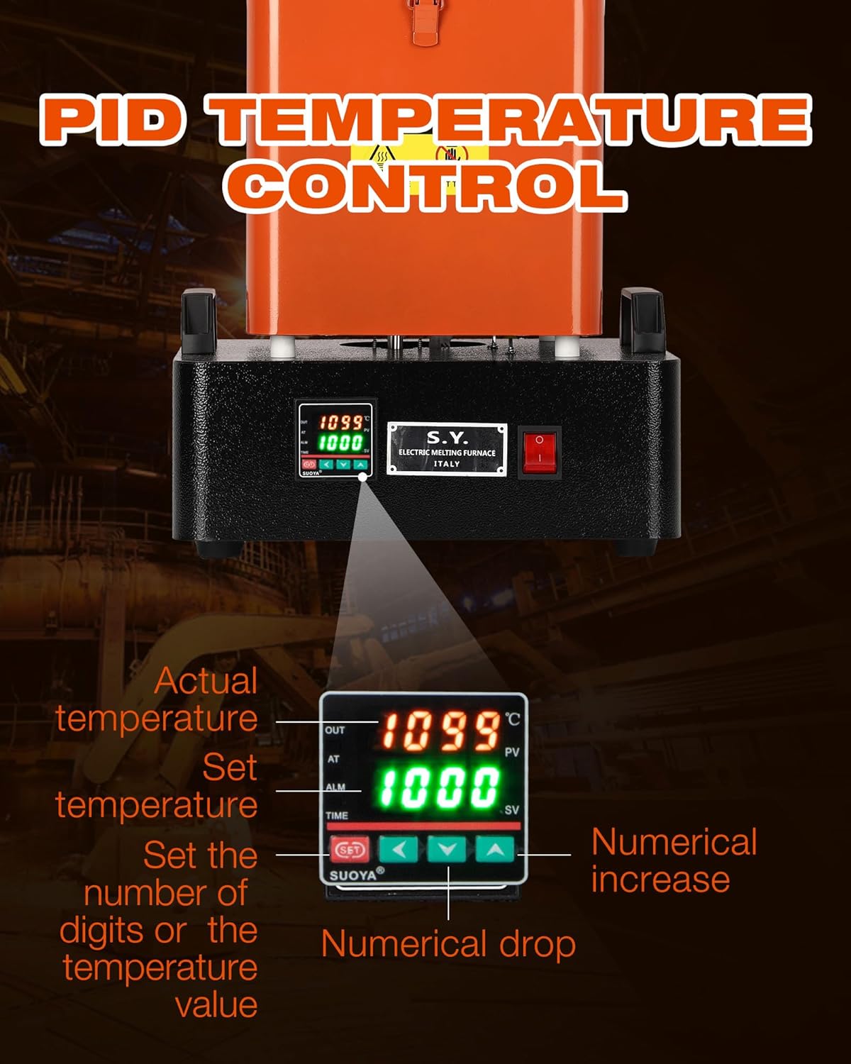 1+3kg 110V Gold Furnace 2100°F Digital Setup for Melting