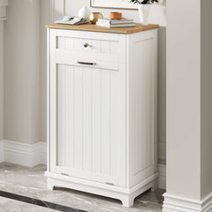 GARVEE Tilt Out Trash Cabinet Detachable Board Painting Process Wooden Table Top for Kitchen Dining Living Room - White