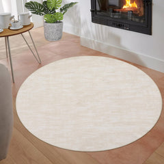 GARVEE Washable 4ft Round Rug Modern Solid Area Rug Indoor Non-Slip Throw Carpet Contemporary Area Rug for Bedroom Living Room Nursery, 3' x 3' Round Cream White