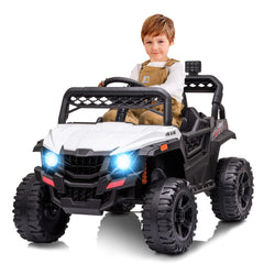 GARVEE 12V Kids Car: Ride-On Truck, Remote, Suspension, LED, 1.8-3.7 MPH, MP3, Engine Sound, ASTM Certified, for 3-7 Years  - White