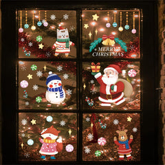 GARVEE Christmas Window Clings 2 Sheets Christmas Window Decoration Stickers, Snowman Elk Snowflake Merry Christmas Window Decals for Glass, Xmas Decals Decorations