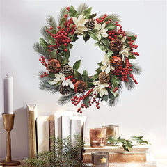 GARVEE Christmas Wreath Wall Stickers Colorful Thickened Self-Adhesive Wall Decals Wallpaper New Year Merry Christmas Decoration 39 x 39cm/XMAS068