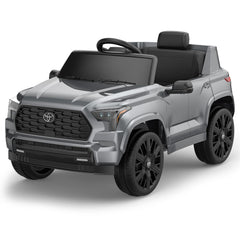 GARVEE Ride on Truck Car, 12V Licensed Toyota Electric Cars for Kids, Ride on Toys with Remote Control, Spring Suspension, LED Lights, Bluetooth, 3 Speeds - Grey